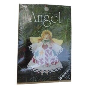 Vintage DMC Counted Cross Stitch Angel Clothespin Ornament Kit Candy Canes #1458